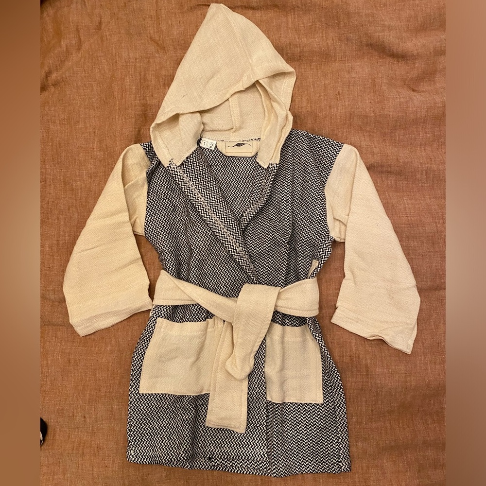 Kids Turkish towel robe with hood